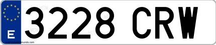 Ejemplo de matrícula española 3228 CRW
