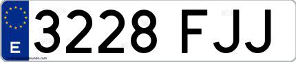 Ejemplo de matrícula española 3228 FJJ
