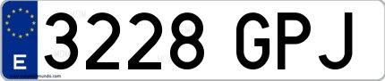 Ejemplo de matrícula española 3228 GPJ
