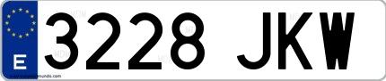 Ejemplo de matrícula española 3228 JKW
