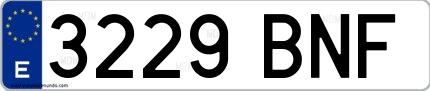 Ejemplo de matrícula española 3229 BNF