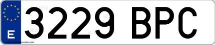 Ejemplo de matrícula española 3229 BPC