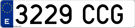Ejemplo de matrícula de coche ordinaria 3229 CCG