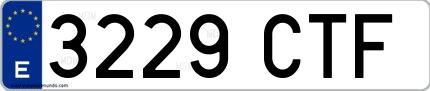 Ejemplo de matrícula española 3229 CTF