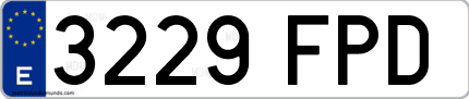 Ejemplo de matrícula de coche ordinaria 3229 FPD