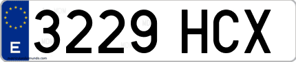Ejemplo de matrícula de coche ordinaria 3229 HCX