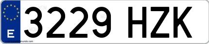 Ejemplo de matrícula española 3229 HZK
