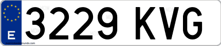 Ejemplo de matrícula de coche ordinaria 3229 KVG
