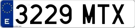 Ejemplo de matrícula española 3229 MTX