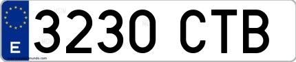 Ejemplo de matrícula española 3230 CTB