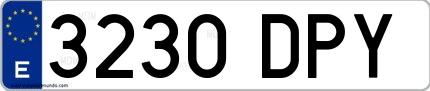 Ejemplo de matrícula española 3230 DPY