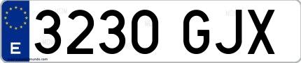 Ejemplo de matrícula española 3230 GJX
