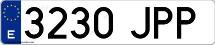 Ejemplo de matrícula española 3230 JPP