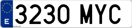 Ejemplo de matrícula de coche ordinaria 3230 MYC