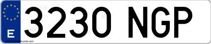Ejemplo de matrícula española 3230 NGP