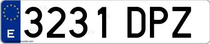 Ejemplo de matrícula española 3231 DPZ