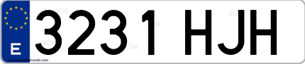 Ejemplo de matrícula de coche ordinaria 3231 HJH