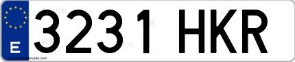 Ejemplo de matrícula española 3231 HKR