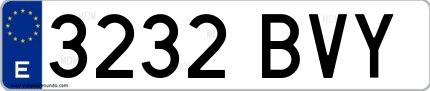 Ejemplo de matrícula española 3232 BVY