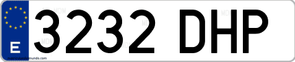 Ejemplo de matrícula de coche ordinaria 3232 DHP