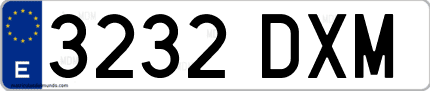 Ejemplo de matrícula de coche ordinaria 3232 DXM