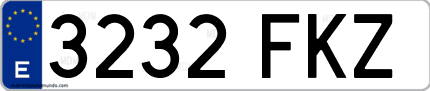 Ejemplo de matrícula de coche ordinaria 3232 FKZ