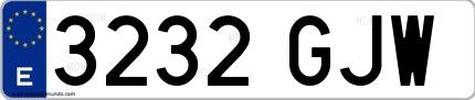Ejemplo de matrícula española 3232 GJW