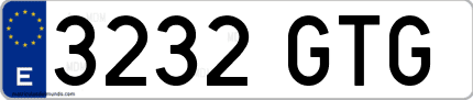 Ejemplo de matrícula de coche ordinaria 3232 GTG
