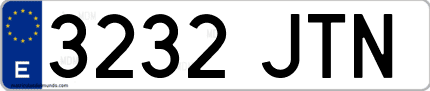 Ejemplo de matrícula de coche ordinaria 3232 JTN