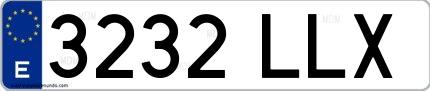 Ejemplo de matrícula de coche ordinaria 3232 LLX