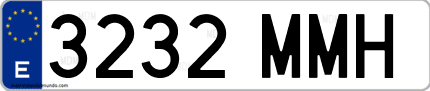 Ejemplo de matrícula de coche ordinaria 3232 MMH