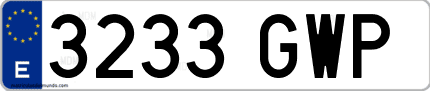 Ejemplo de matrícula de coche ordinaria 3233 GWP