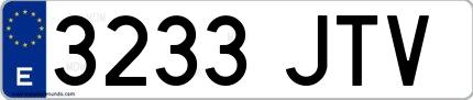 Ejemplo de matrícula española 3233 JTV