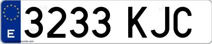 Ejemplo de matrícula española 3233 KJC
