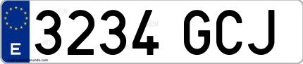 Ejemplo de matrícula española 3234 GCJ