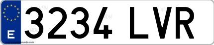 Ejemplo de matrícula española 3234 LVR