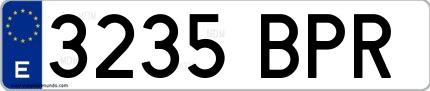 Ejemplo de matrícula española 3235 BPR