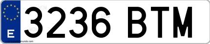 Ejemplo de matrícula española 3236 BTM