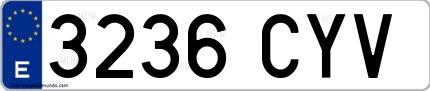 Ejemplo de matrícula española 3236 CYV