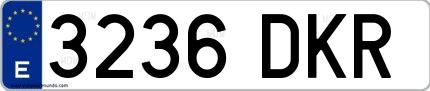 Ejemplo de matrícula española 3236 DKR