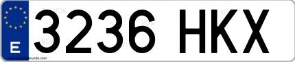 Ejemplo de matrícula española 3236 HKX