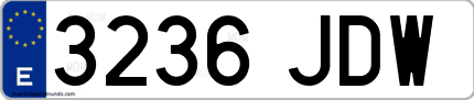 Ejemplo de matrícula de coche ordinaria 3236 JDW