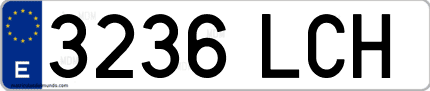 Ejemplo de matrícula de coche ordinaria 3236 LCH