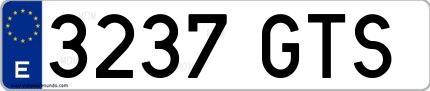 Ejemplo de matrícula española 3237 GTS