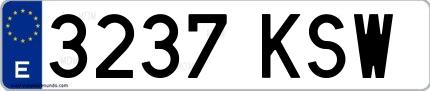 Ejemplo de matrícula española 3237 KSW