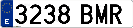 Ejemplo de matrícula de coche ordinaria 3238 BMR