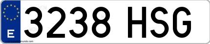 Ejemplo de matrícula española 3238 HSG