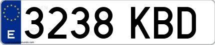 Ejemplo de matrícula española 3238 KBD
