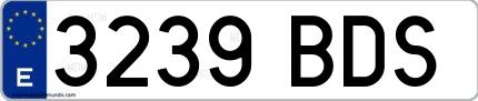 Ejemplo de matrícula española 3239 BDS