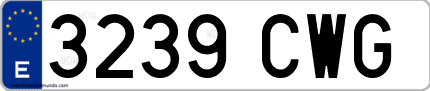 Ejemplo de matrícula de coche ordinaria 3239 CWG